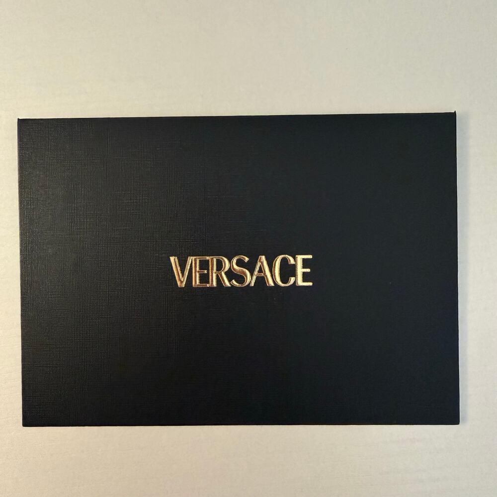 Versace Gift Envelope Packaging Sleeve Black Textured Raised Gold Logo 6x4